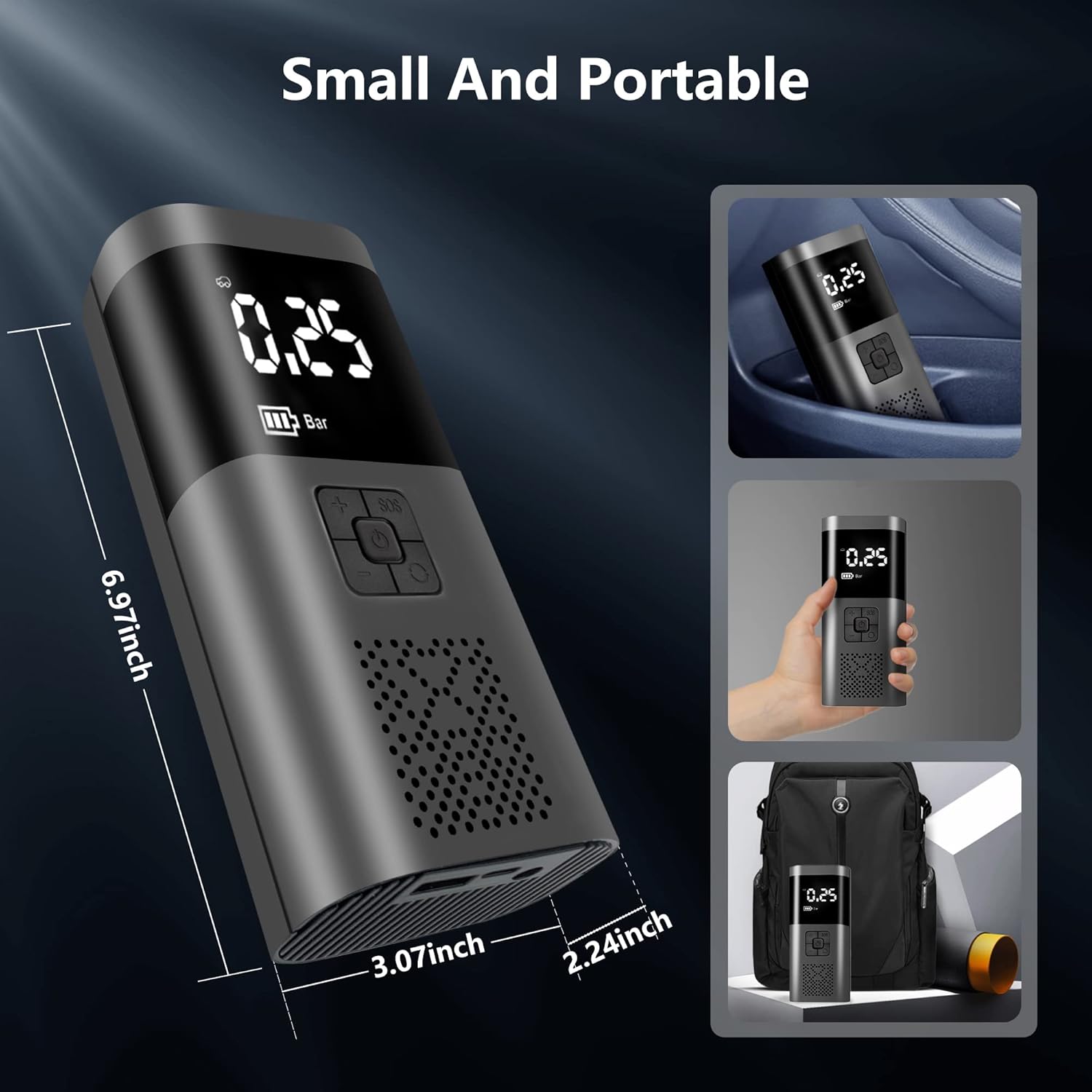 Cordless Tire Inflator Portable Air Compressor with Digital Gauge I950