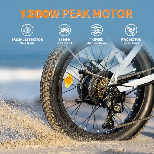 Folding Electric Bike for Adults, 1200W Peak Motor, 28MPH Max Speed, 48V 10AH Removable Battery, 20" Fat Tire M14323