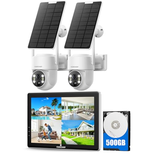 Solar Security Cameras Wireless Outdoor with 10" Monitor, 2K Color Night Vision, 2-Way Audio R5350
