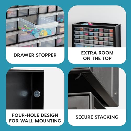 Screw Tool Organizer Small Parts Cabinet Chest, 44-Drawer Hardware Storage, Black S931