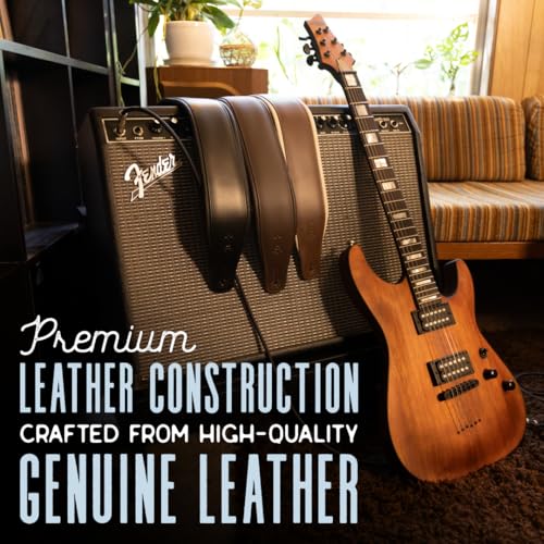 3" Wide Leather Guitar Strap with Foam Padding, Black O895