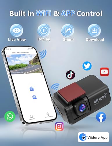 Dash Cam Front and Rear, 4K+1080P WiFi Dual Dash Cam with APP, 3" IPS, Night Vision, 24/7 Parking Monitor C45315