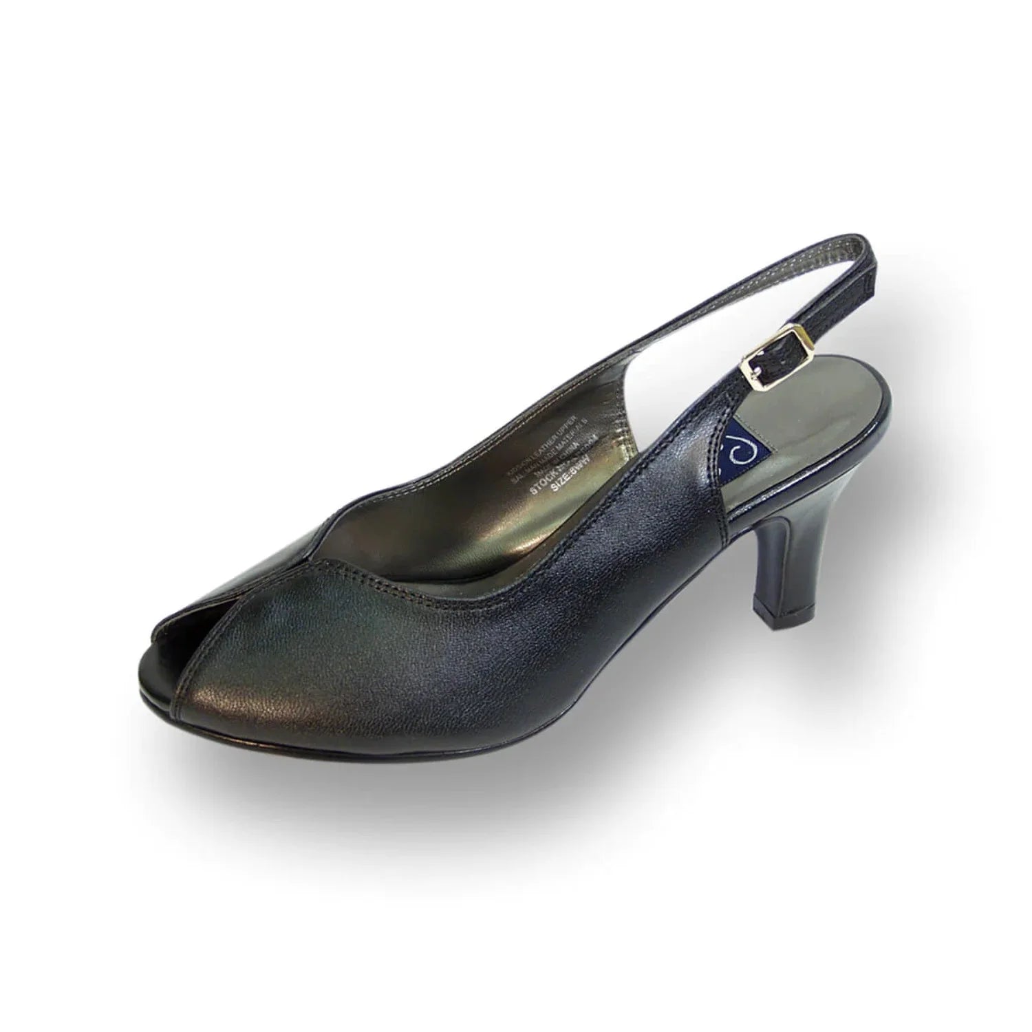 Women's Wide Width Leather Slingback Pumps L851