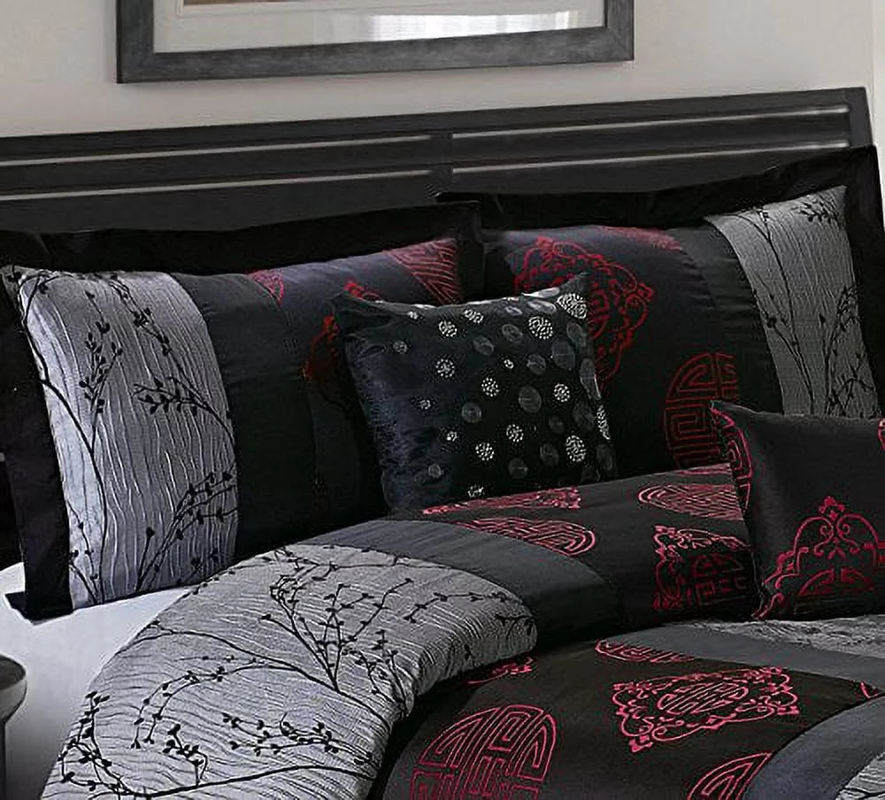 Square Patchwork Jacquard Comforter Set, Queen L3686