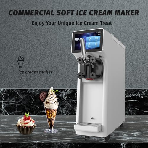 Soft Serve Ice Cream Machine 1000W Single Flavor with Pre-cooling and Auto Clean E40282