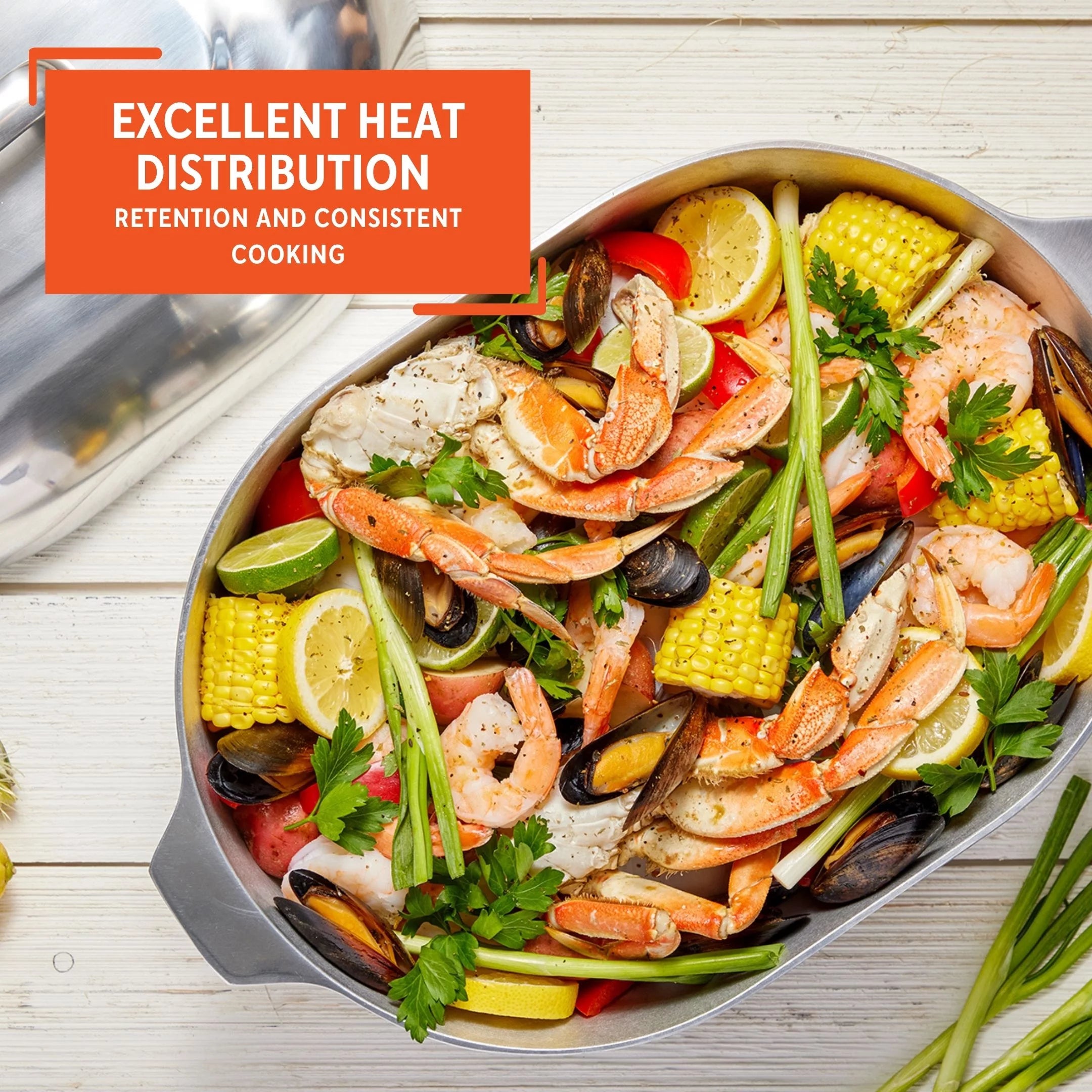 Cast Aluminum Oval Roaster Pan with Lid and Roasting Tray Y649767