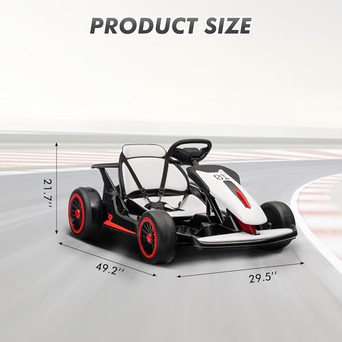 Electric Drift Kart for Kids with Adjustable Seat, LED Lights, 8.1 MPH W755255