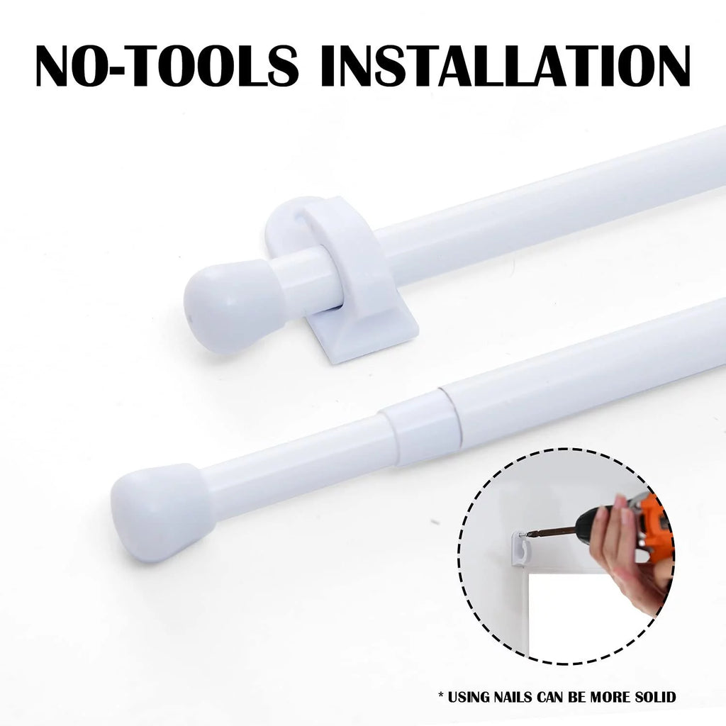 Door Curtain Rods No Drill Telescopic Adjustable White 26-48 Inches G19793