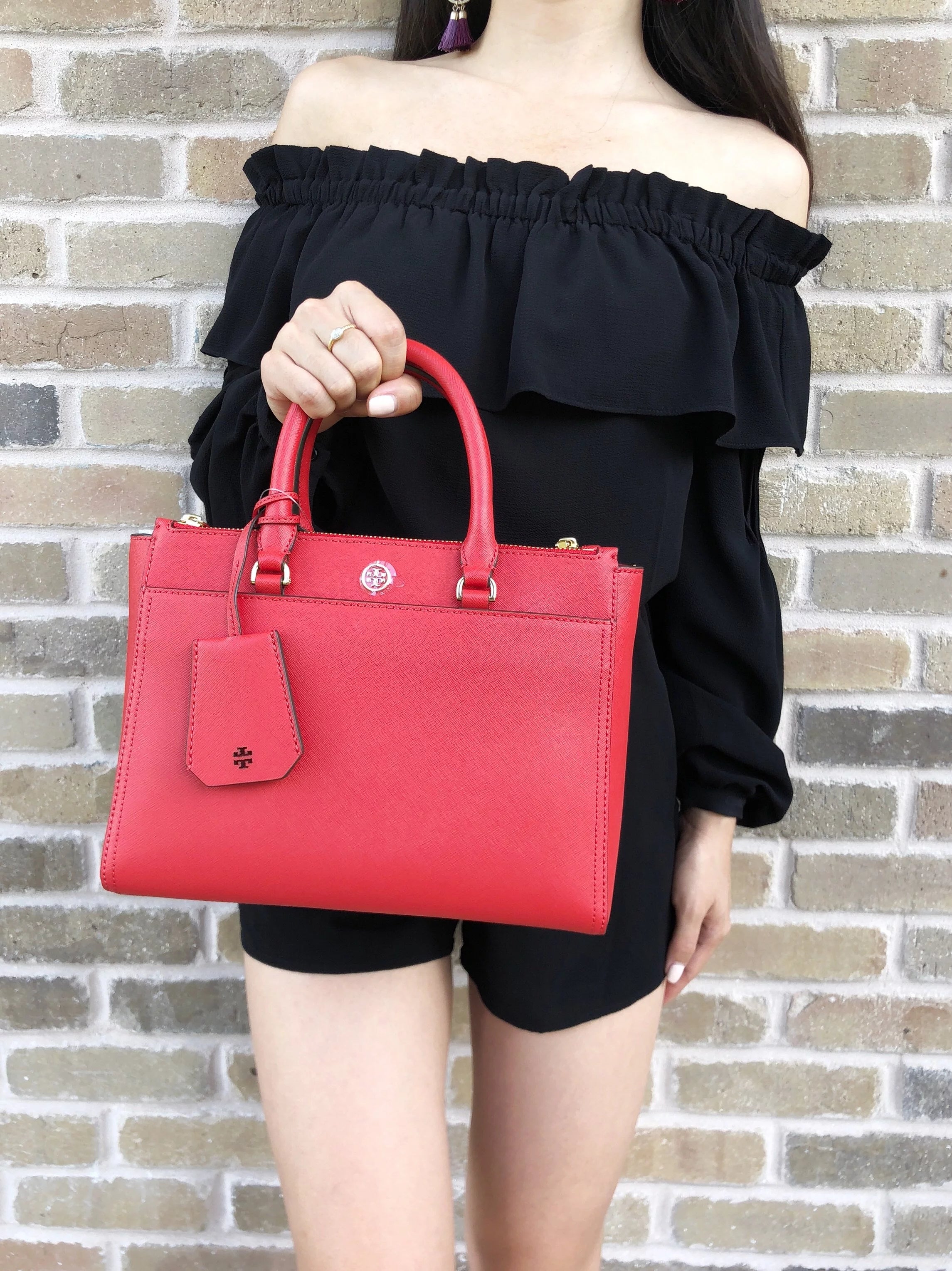 Small Double Zip Tote Satchel Crossbody Bag O3994