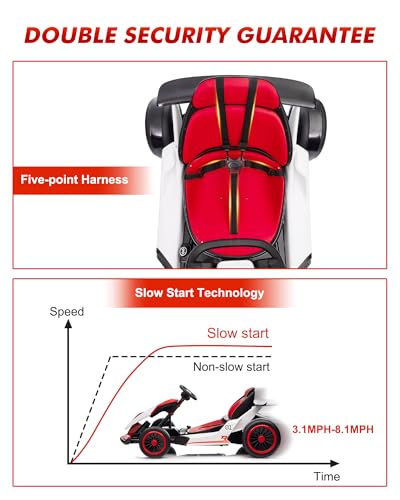 Kids Electric Drift Go Kart, 2-Speed, Max Load 110lbs, Red J335