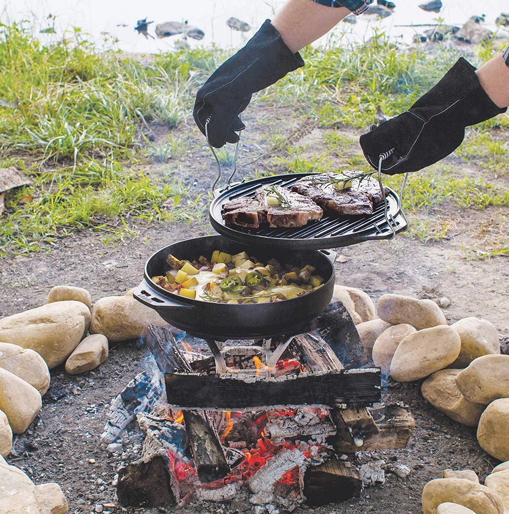 Cast Iron Cookware Set with Reversible Grill Griddle and Wok T654