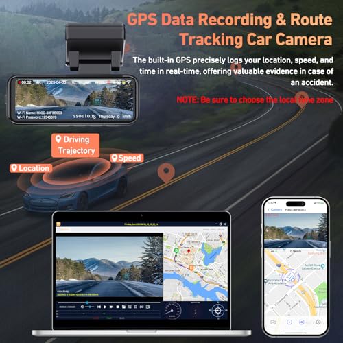 4K Front and Rear Dash Cam with WiFi GPS, 3.2" IPS Screen, Night Vision J83728