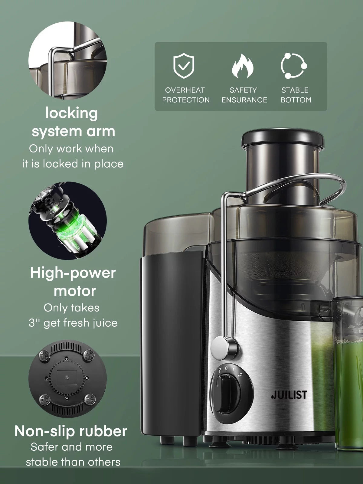 Juicer Machine with 3" Feed Chute, Easy to Clean, Black H1868