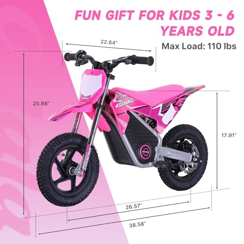 Electric Dirt Bike for Kids Aged 4-8, 350W Brushless Motor, 14'' Off-Road Tires, Blue Y255