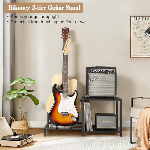 Guitar Rack, 3-Piece Floor Stand with Amp Support, Adjustable Holder for Multiple Instruments H140