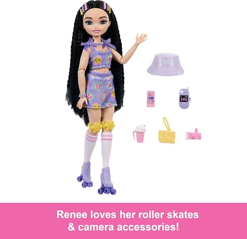 Renee Posable Roller Skating Fashion Doll with Black Hair and Accessories E10644