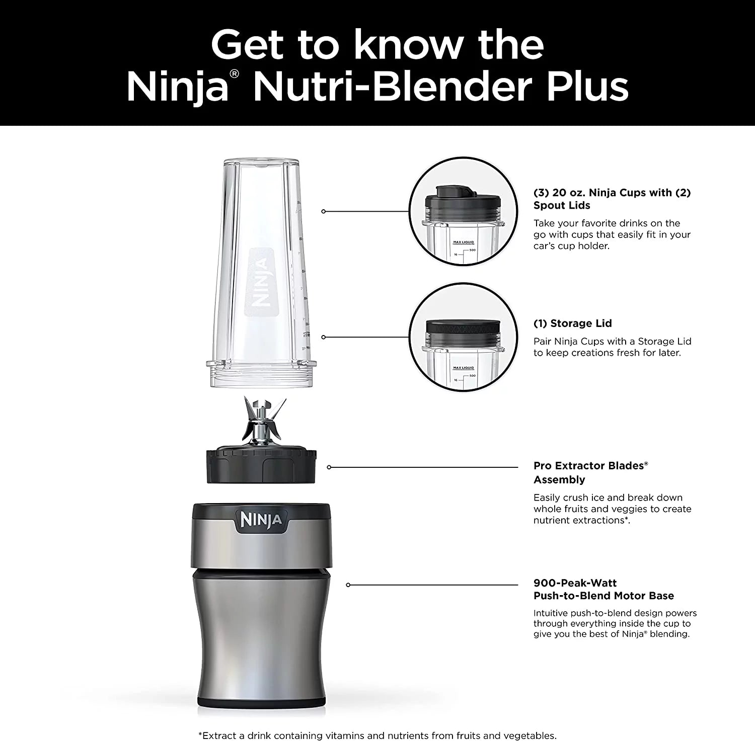 Compact Personal Blender, 900W Motor, Silver L666886