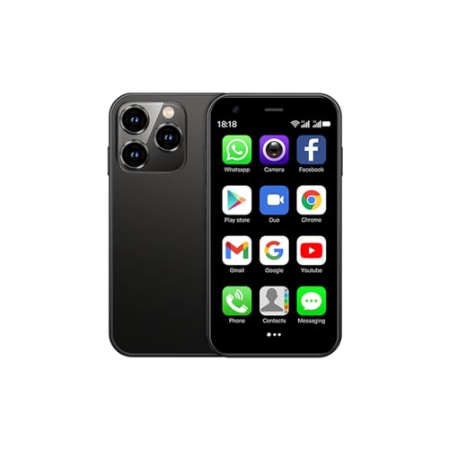 XS15 3G Mini Smartphone 3.0 Inch WiFi GPS Quad Core Android 8.1 Cell Phones Slim Body HD Camera Dual Sim Compatible with Google Play Cute Palm Smartphone 2GB RAM 16GB ROM China Mobile (Black)