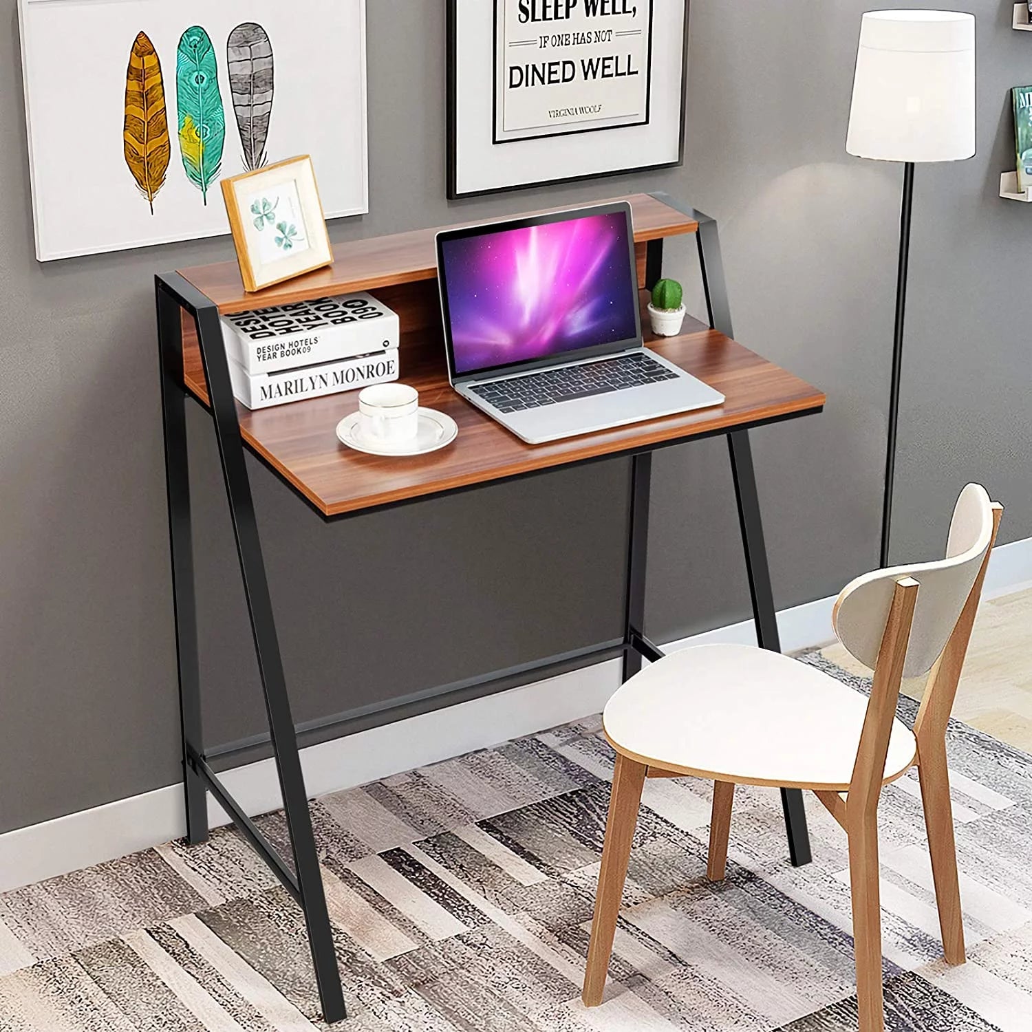 Compact Home Office Desk with Sturdy Frame for Small Spaces F519655