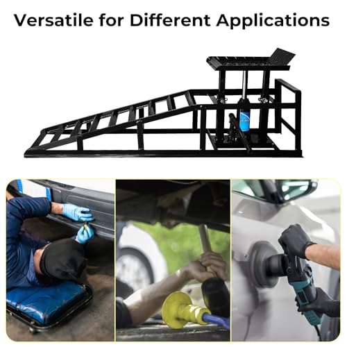 Heavy Duty Steel Hydraulic Car Ramps for Oil Change, 2 Pack I8061