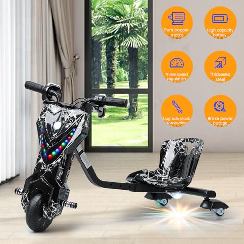 Electric Drift Trike for Kids, Adjustable Seat, 3-Wheel Drift Cart E510
