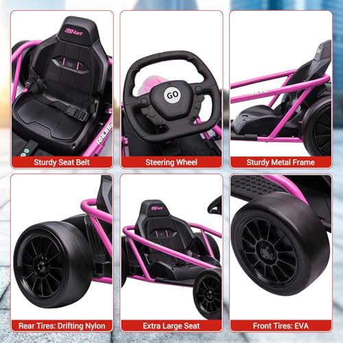 Electric Drift Kart for Kids, 24V Ride On Toy with 2×300W Motors Z27187