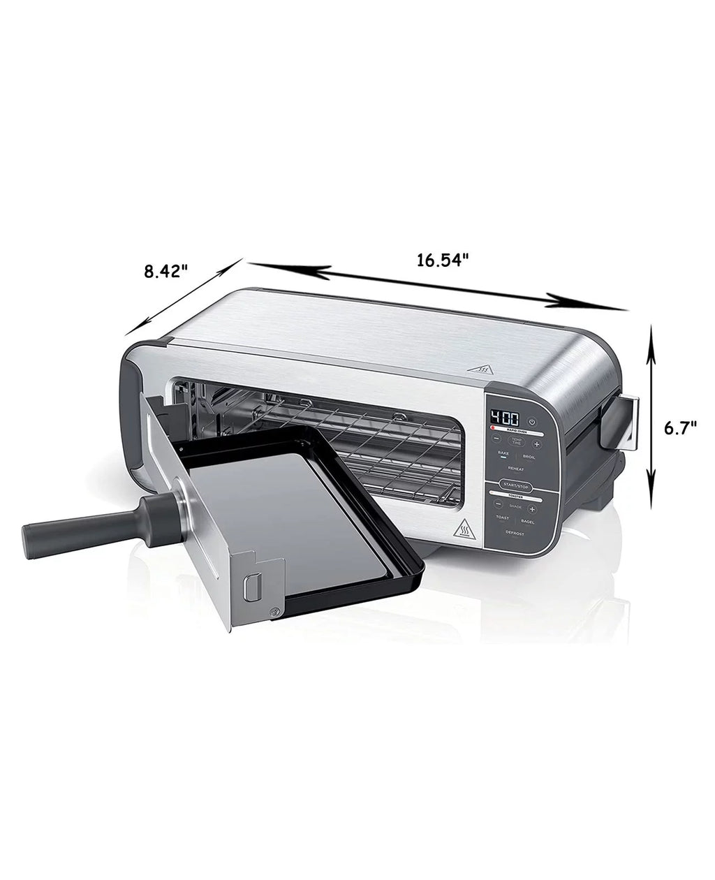 2-in-1 Flip Toaster Oven, Compact 2-Slice, Stainless Steel Y5883