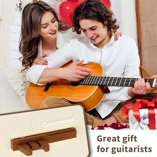 Guitar Wall Mount Stand with LED Lights, Solid Wood & Acrylic, USB-Powered F283