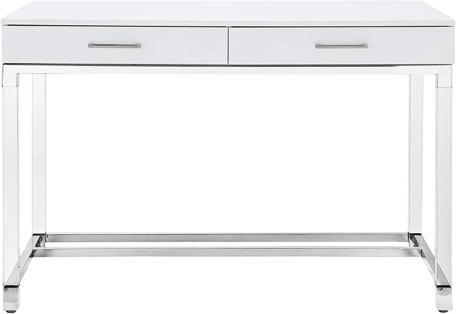 High Gloss 2 Drawers Writing Desk with Acrylic Legs and Chrome Base O46379