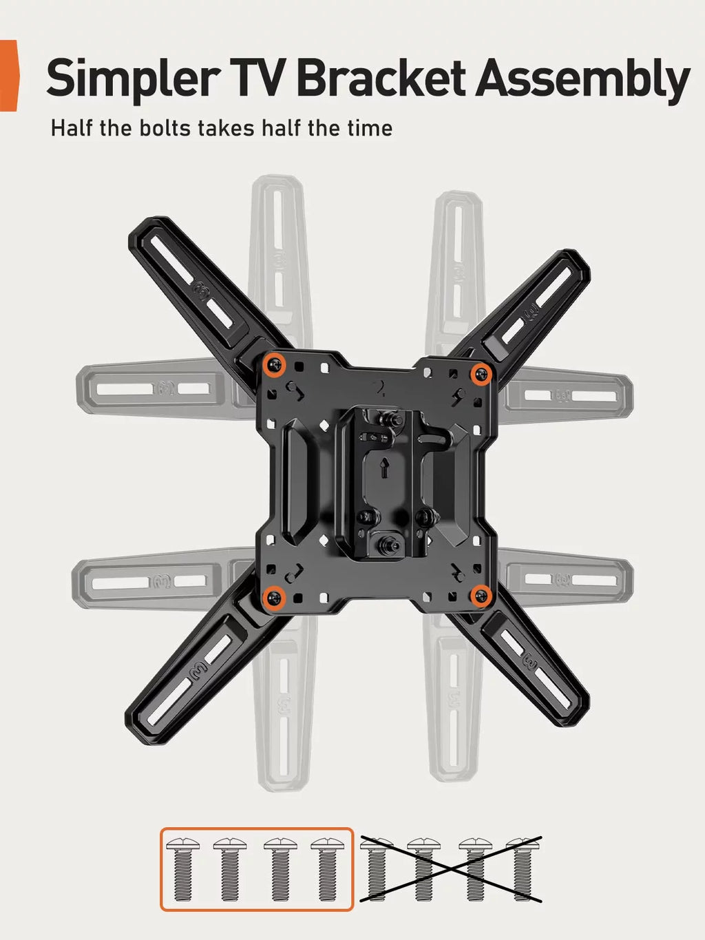 TV Wall Mount Bracket for 26-60 inch LED LCD Flat Curved TVs, Max 400x400mm, 82 lbs D2875