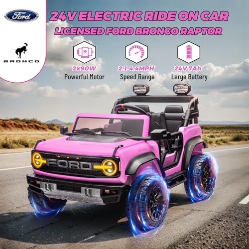 2 Seater Ride On Car for Kids, 24v Electric Truck with Remote Control, Blue V213