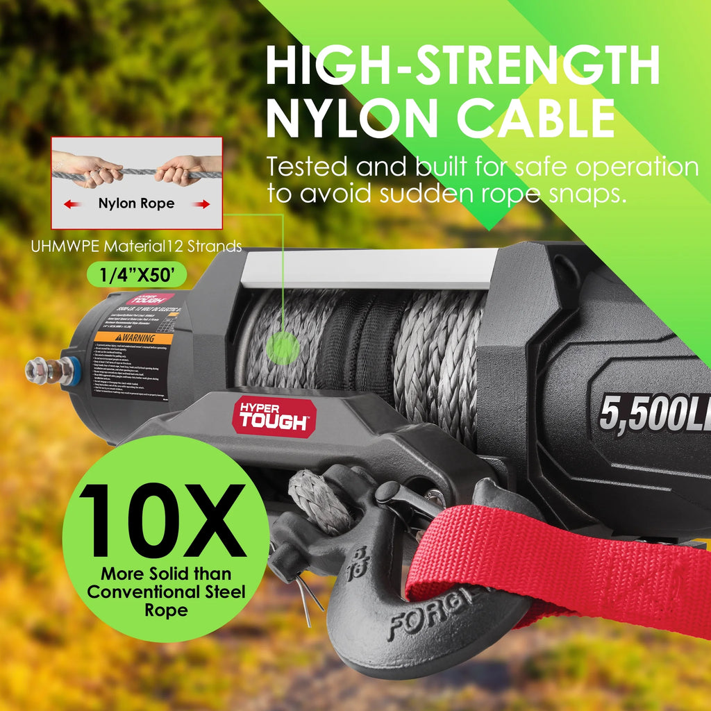 5500 lb 12V DC Electric UTV Winch with 50ft Synthetic Rope G866