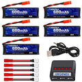 URGENEX 3.7v Lipo Battery 600mAh with JST Plug 1S Li-Po Battery with X5 Battery Charger for UDI U817 U817A V959 V222 V929 RC Drone Quadcopter 5PCS Aircraft Batteries