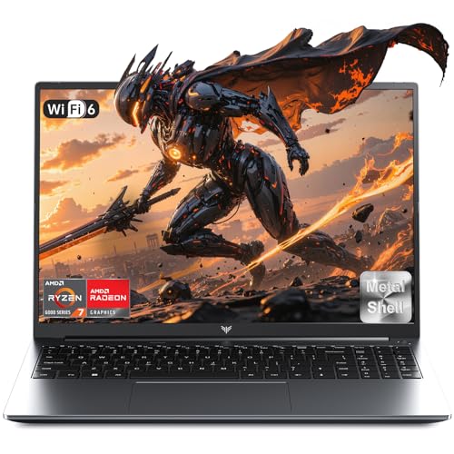 2025 New AMD Laptop, Laptop with AMD Ryzen 7 7735HS (8C/16T, Up to 4.75GHz), 16GB DDR5 512GB NVMe SSD Laptop Computer, Up to 4TB, 16-inch FHD Display, WiFi 6, Backlit KB, Type-C, Dual Fans