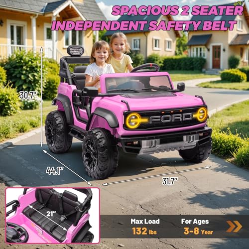2 Seater Ride On Car for Kids, 24v Electric Truck with Remote Control, Blue V213