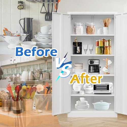 Metal Storage Cabinet with Adjustable Shelves, White M995185