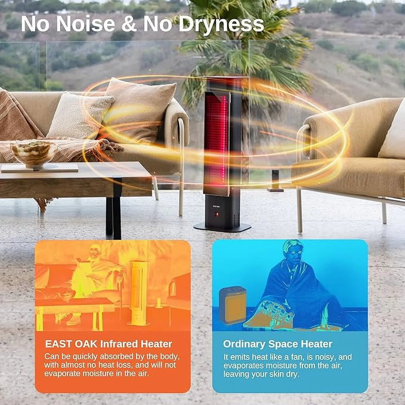 Patio Heater 1500W Infrared Electric Portable Tower B8475