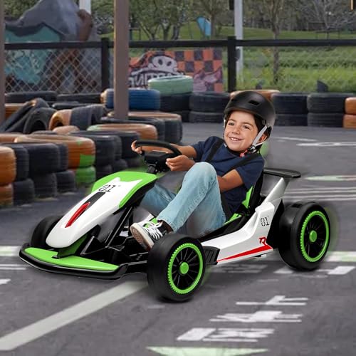 Kids Go Kart, 24V Electric Drift Car, 2-Speed Ride On Toy for Boys Girls 6+ V958