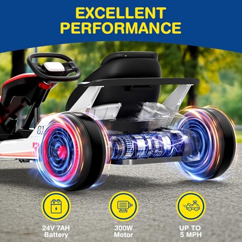 24V Electric Go Kart for Big Kids with 5-Point Safety Belt I93490