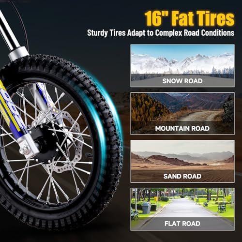 Electric Dirt Bike for Kids, 3 Speed Modes, 18 MPH, 15 Miles Range, Dual Suspension, Disc Brake, 16" Tire, Orange Q704649