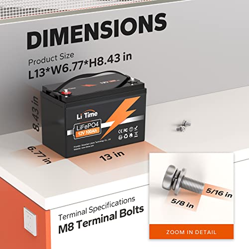 12V 100Ah LiFePO4 Battery with Built-in 100A BMS D2856