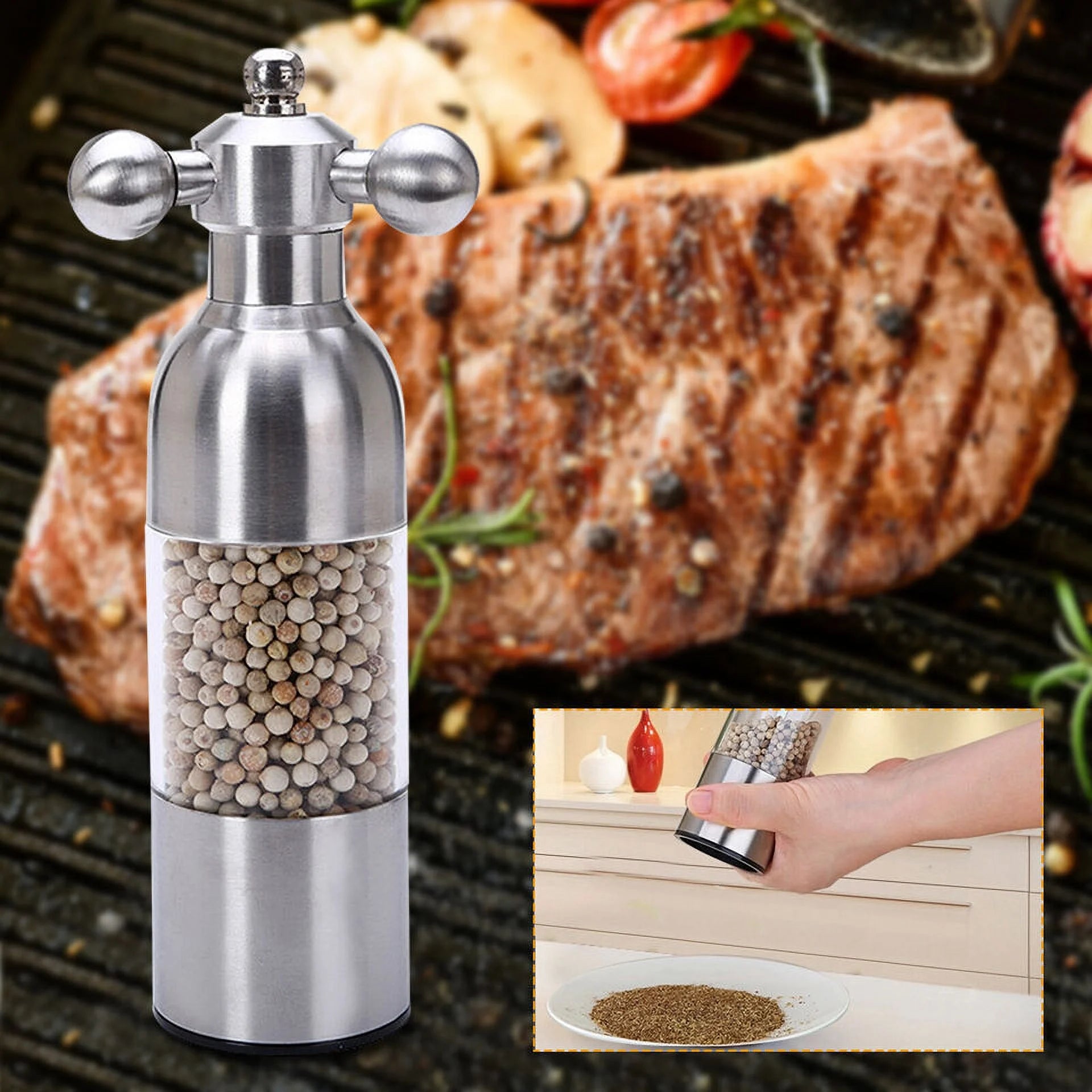 Salt Pepper Spice Sauce Grinder Stainless Steel Mill D427