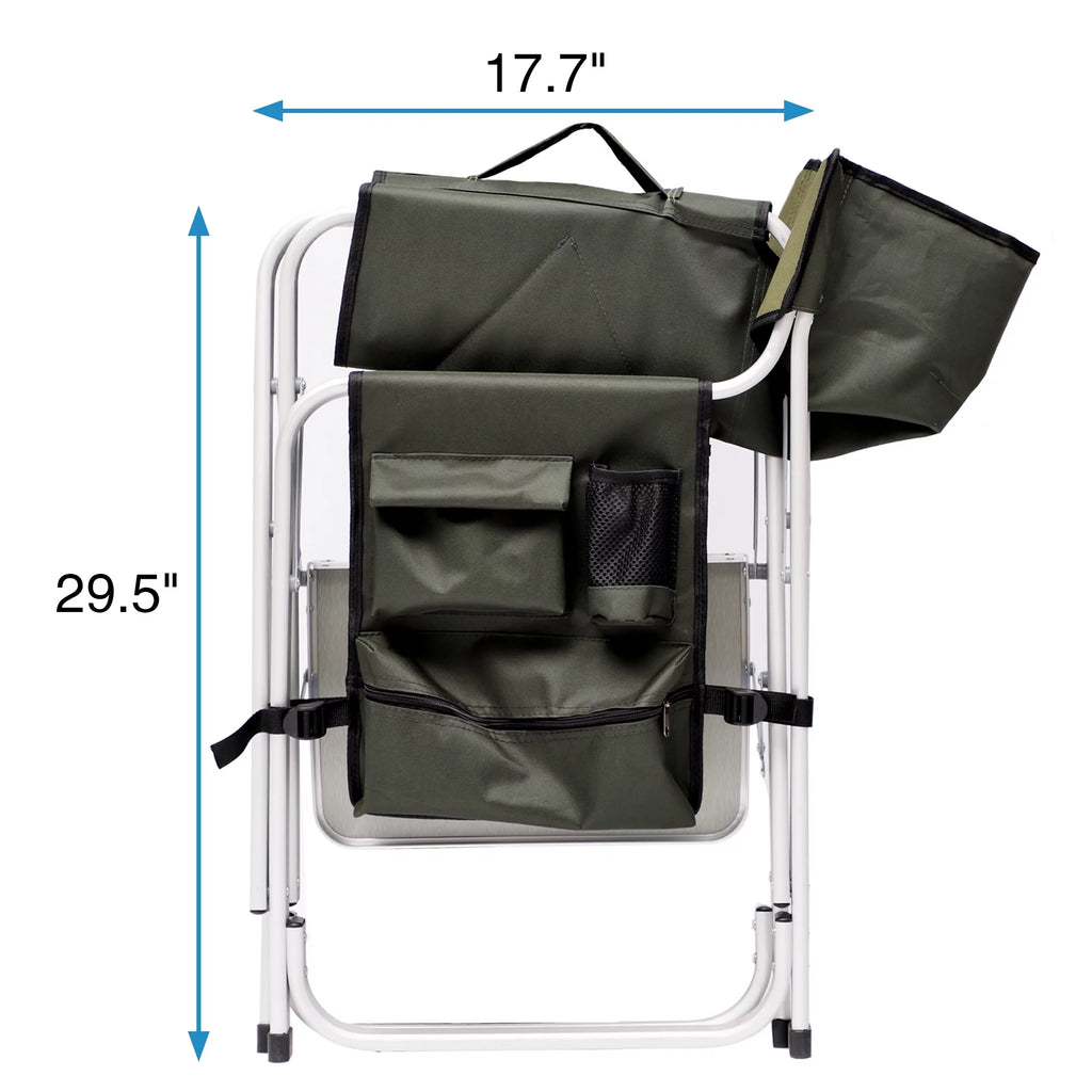 Padded Folding Outdoor Chair with Side Table and Storage Pockets E165