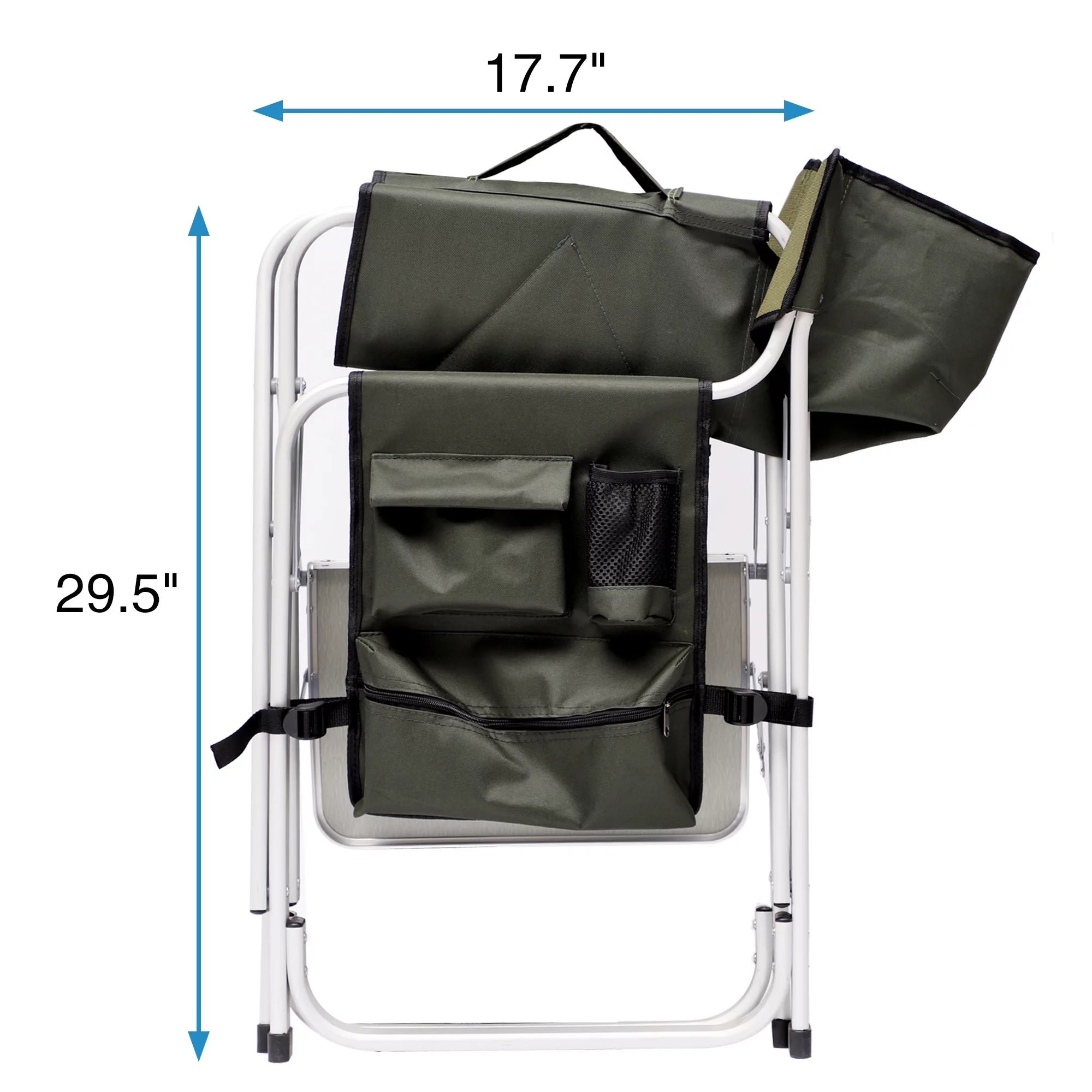 Padded Folding Outdoor Chair with Side Table and Storage Pockets E165