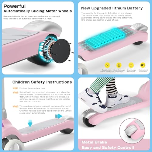 Electric Scooter for Kids Ages 3-8, 3 Wheel, Adjustable Height K687297