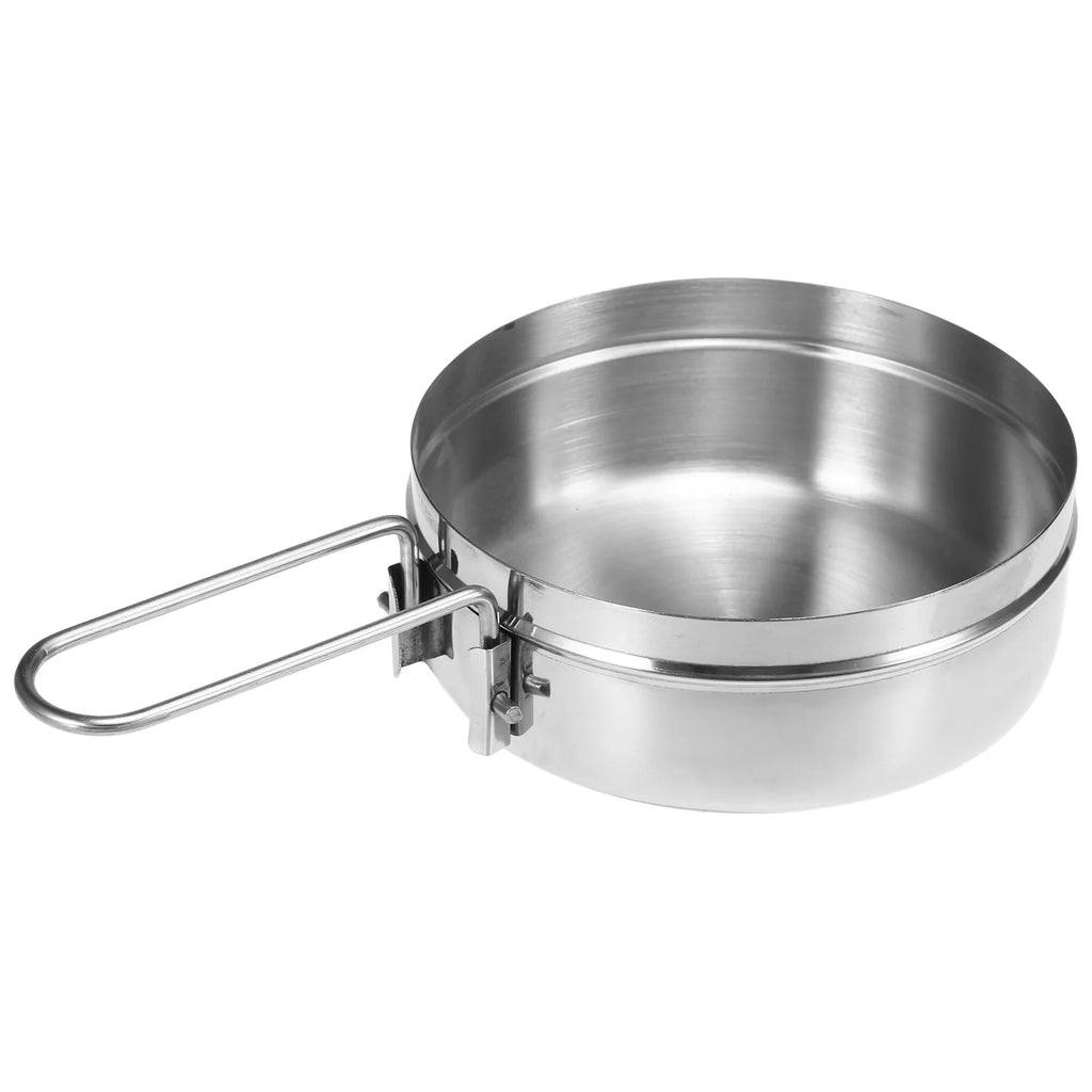 Stainless Steel Cooking Kettle Portable Camping Pot with Foldable Handle J22915