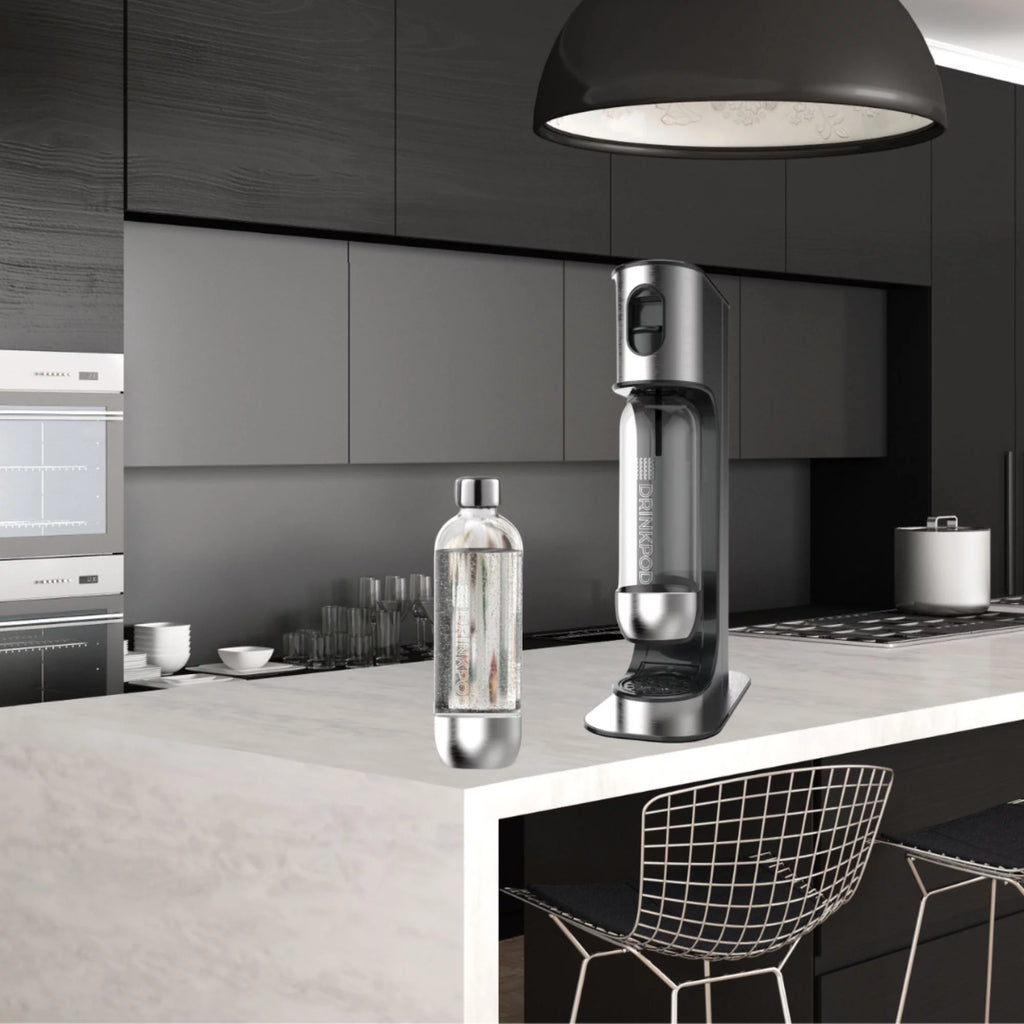Stainless Steel Sparkling Water Machine with CO2 Cylinder and 3 Bottles U246828