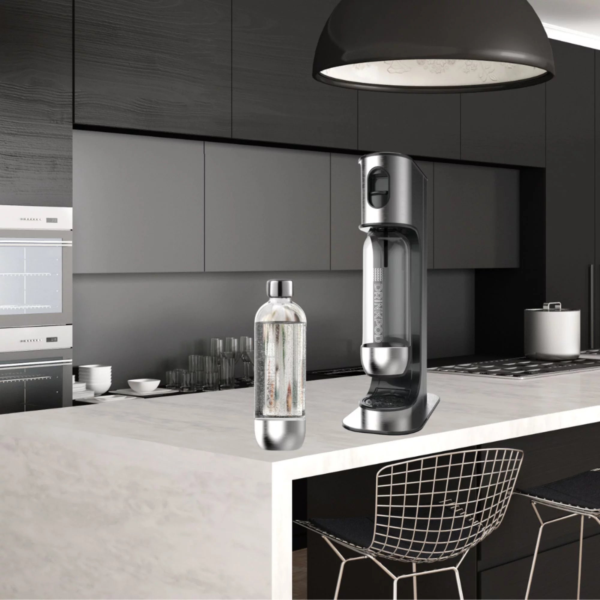 Stainless Steel Sparkling Water Machine with CO2 Cylinder and 3 Bottles U246828