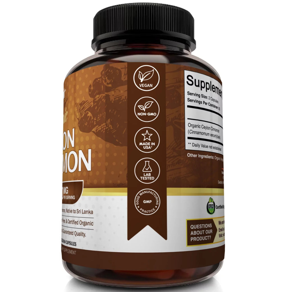 Organic Ceylon Cinnamon 1200mg Capsules O361