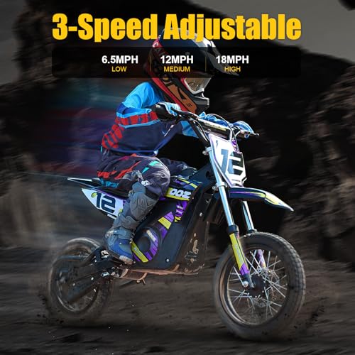 Electric Dirt Bike for Kids, 3 Speed Modes, 18 MPH, 15 Miles Range, Dual Suspension, Disc Brake, 16" Tire, Orange Q704649
